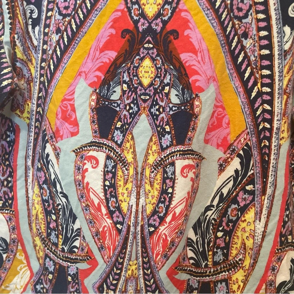 Free People Pick a Place V-Neck Bodysuit- Boho Abstract Paisley Print size L - Picture 4 of 8
